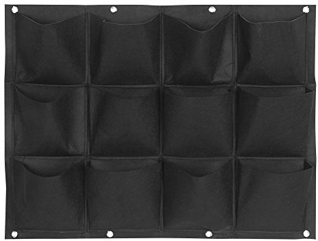 WPKD BLUEIY Vertikal Pflanzentaschen,Vertikale Pflanztasche aus Filz, Mehrere Taschen Zum Aufhängen,Pflanzbeutel,Wiederverwendbar,für Garten,Balkon,Außenbereich (12 Bissen)