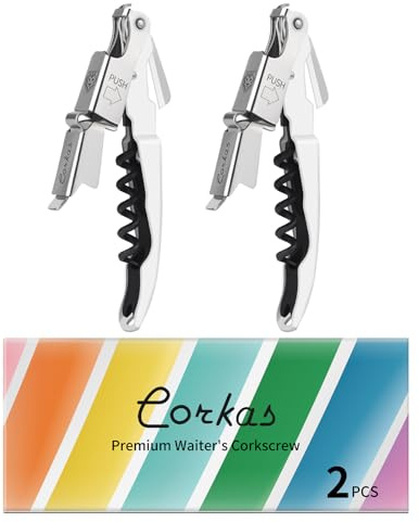CORKAS Wine Key - 2Pack Handcrafted Professional Waiters Corkscrew, Compact Heavy Duty Wine Opener with Double Hinged, Foil Cutter and Bottle Opener, Birthday Gifts for Severs, Sommelier, Bartenders