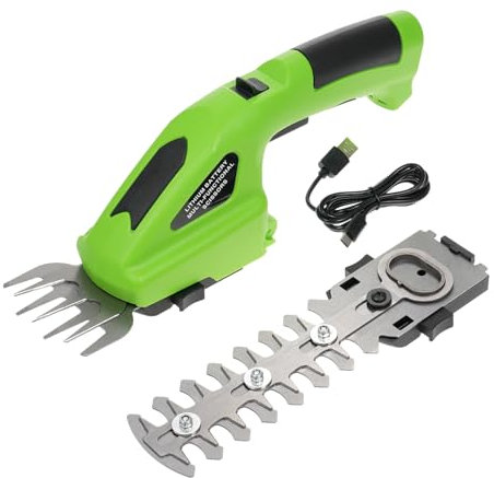 Hanzete Cordless Hedge Trimmer, 2-in-1 Handheld Hedge Trimmer, 7.2V Electric Grass Trimmer with USB Charging Cable, Lightweight & Portable Grass Shear for Garden Yard Lawn