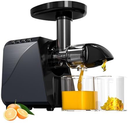 Cold Press Slow Juicer - Spremiagrumi Masticatore Per Frutta E Verdura Intere - Estrattore Di Succo Senza Bpa, Masticazione Delicata + Senza Bisogno Di Filtrare - Con 2 Tazze E Spazzola