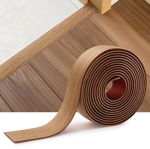 INMOZATA 1.2M Self-Adhesive Vinyl Flooring Threshold Transition Strip, Flat Laminate Profile Edge Trim for Joining Floor Gaps (4cm, Yellow Oak)