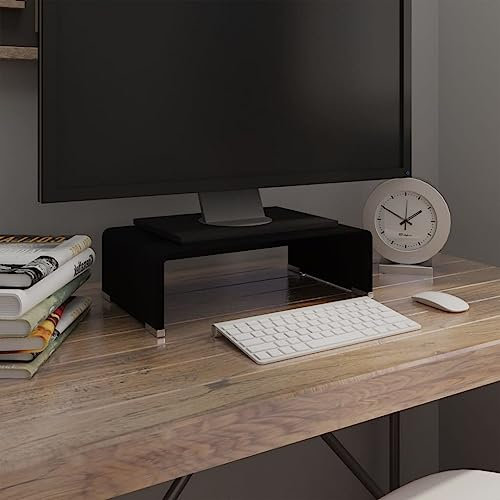 Outdoor Möbel-TV Stand/Monitor Riser Glas Schwarz 40x25x11cm-Möbel