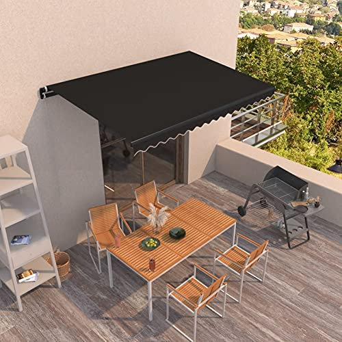 ShGaxin Toldo Manual retráctil, Toldos Exterior, Toldo De Terraza, Toldo Enrollable Exterior, Toldos Verticales, Toldos para Patio, Gris Antracita 400x350 cm