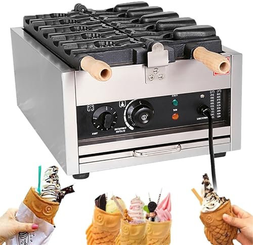 Dfdieratve MáQuina para Hacer Gofres con Forma de Pez Taiyaki, Mini Gofrera con Forma de Pez, MáQuina para Hacer Gofres de Acero Inoxidable Antiadherente para CafeteríAs, Tiendas De Aperitivos,Style3