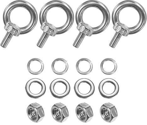 M METERXITY 4 Stück Ringschraube, M5 x 12mm Ösenschrauben, 304 Edelstahl Schraubösen, Augenschraube mit Gewinde, Ringmutter für Ornamente, Blumentöpfe, Schaukelständer