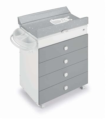 Asia Wickelkommode: Modernes 3-in-1 Set mit Badewanne, Wickelauflage & 4 Schubladen – Sicher & fahrbar – Made in Italy