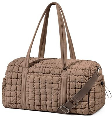 Quilted Travel Duffle Bag for Women Medium Weekender Bag Puffer Overnight Bag Large Soft Puffy Duffel Bag Carry-On Gym Bag Lightweight Personal Item Travel Bag for Trips Business Sport Airplane