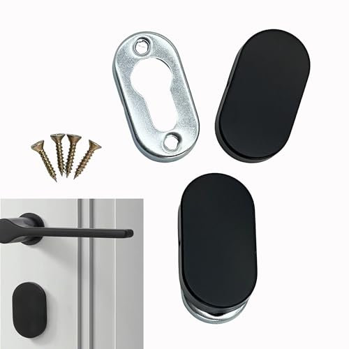 2 juegos Roseta Inoxidable Cilindro cilíndrico picaporte PZ cilindro Bocallave para Manillas Acero inoxidable negro mate Para puertas interiores y exteriores cilíndricas perfiladas Mostrador (Negro B)