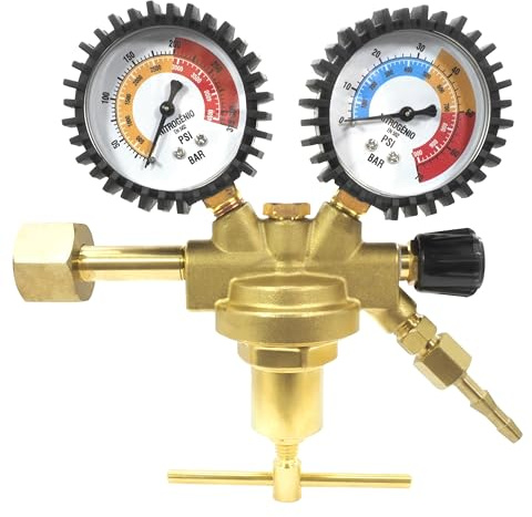 Réducteur de pression pour bouteille de gaz azote, manomètre 40 bar, réducteur de pression de gaz pour bouteilles d'azote, 200 bar de pression d'entrée maximale, 32 l/min