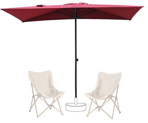 Parasol Mural Rectangulaire de 200cm, Parapluie d'extérieur de 250cm avec Hauteur Réglable, Protection UV pour Jardin, Terrasse, Porche(Rouge,8ft/250cm)