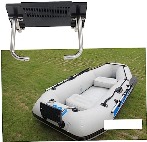 Mikikit Motorhalterung für Luftboote und Kajaks aus Metall Einfache Montage und Anwendung Farbe Schwarz für Meeresangeln mit Aufblasbaren Booten | Edelstahlrohre, ABS Platte, Heckspiegel für Außenborder, Salzwasserfest, Angeln, stabile Bootsmotorbefestigung