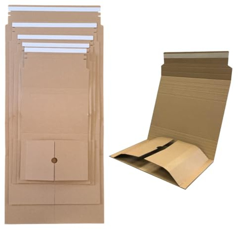 25 x Cardboard Book Wrap Mailers BR1 (195 x 140 x up to 60mm) for Books, DVDs, Games - Secure Self-Seal Postal Packaging Boxes For Secured Shipping - Eco-Friendly & Recyclable by Crystal Mailing