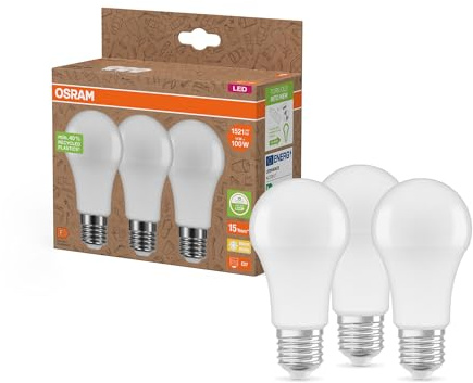 Osram Lampe LED Star A100 Recycling 14W 827, 2700K blanc chaud, E27, dépolie, 1521 lm, 40% plastique recyclé