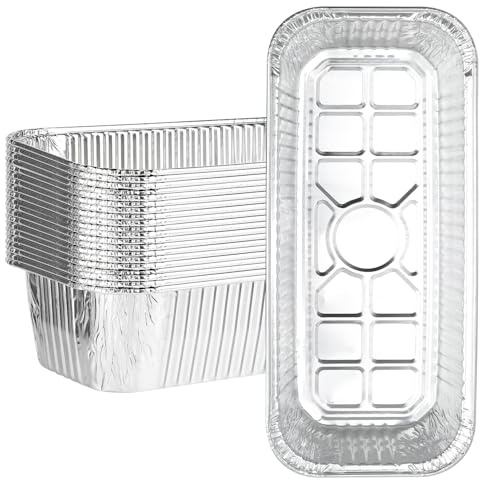 Sumalon 20 Pack Grill Foil Pans, Disposable Aluminum BBQ Foil Drip Pan Compatible with Weber SmokeFire EX4/EX6/EPX6, Genesis II 400/600, Summit 400/600 Series Gas Grills, 11 x 5”