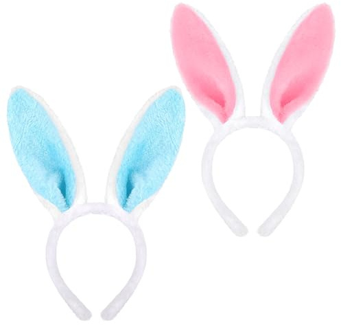 2 Stück Hasenohren Haarreif Set, Plüsch Hasen Ohren Haarreif, Osterhasen Ohren Haarreifen, Hasenohren Stirnband, Bunny Ears Headband, Bunny Ohren Haarband, für Ostern Cosplay Cute Osterhasen Kostüm