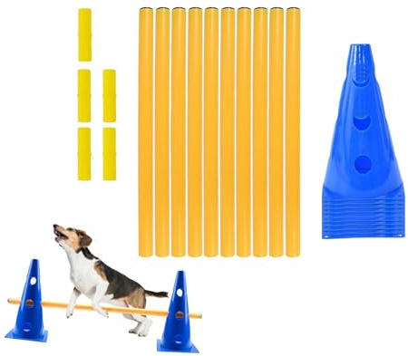 Lunaobrik Parcours d'Agilité pour Chiens Matériel Portable Robuste | Set de Barres et Cônes pour Exercice d'Agilité Pour Compétition, , En Extérieur, Jardin, Parc, Terrain de
