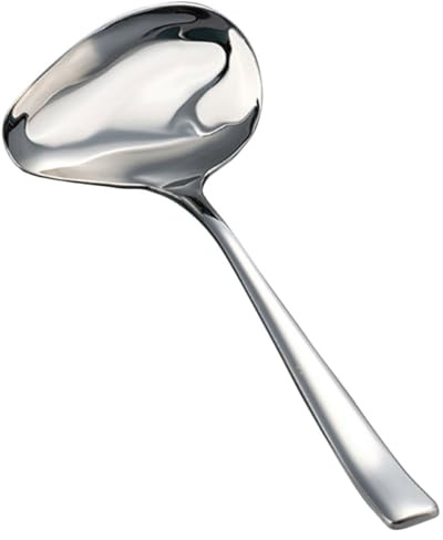 RUNROTOO Schöpfkelle aus Edelstahl mit Schrägem Ausguss Robuster und Dicker Soßenlöffel für Heimische Küche Einfach zu Halten und Vielseitig im Alltag