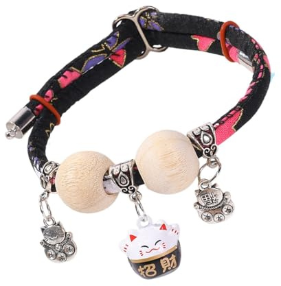 Collar for Pet Cat Cedar-Bead Kitten Collar with Bell | All-Day Wear Animals Adjustable Necklace Aesthetic for Photography Training Travel Walking Holiday Yard