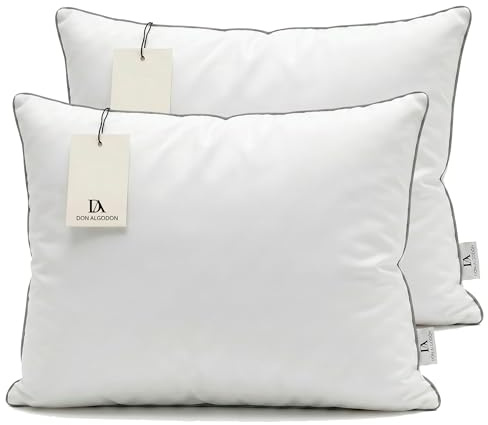 DON ALGODON - Almohada Fibra y Viscoelástica Pack x2 70 cm - Tejido Premium Extrasuave Desenfundable con Cremallera - Memory Foam, Termoregulable Firmeza Media - 80% Fibra y 20% Copos Viscoelásticos