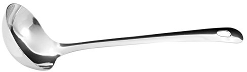 Fackelmann Schöpflöffel 30 cm LARA, Küchenhelfer aus Edelstahl, Soßenlöffel mit praktischer Öse (Farbe: Silber), Menge: 1 Stück