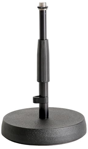 K&M 23325 Tischstativ Schwarz – 21,7 - 34,7 cm Höhe – 3/8“ Gewindeanschluss – ausziehbar, mit Trittschalldämpfung