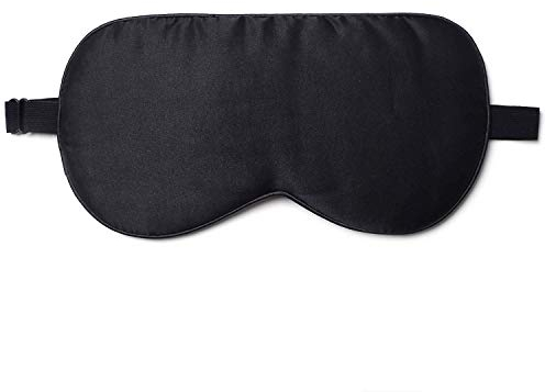 ZIMASILK 100% Natural Silk Eye Mask Blindfold,Adjustable Super-Smooth Soft Sleep Eye Mask for Sleeping with Bag(Black)