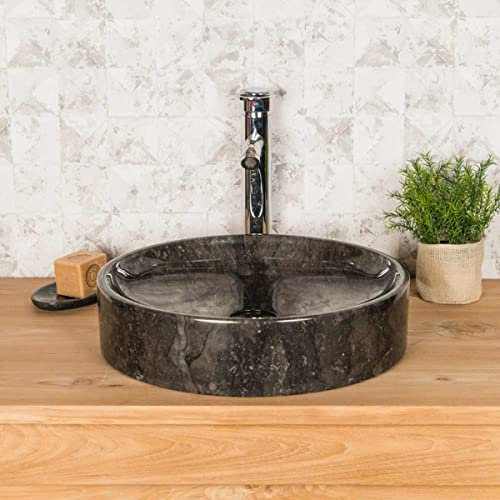 Wanda collection - Grande Vasque Ronde à Poser Mino Noir 42cm