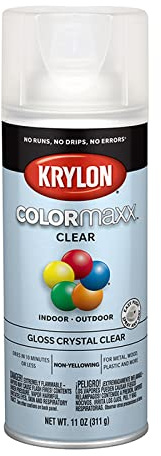 6-Pack of 12 oz Krylon K05515007 Crystal Clear COLORmaxx Paint & Primer Spray Paint, Gloss