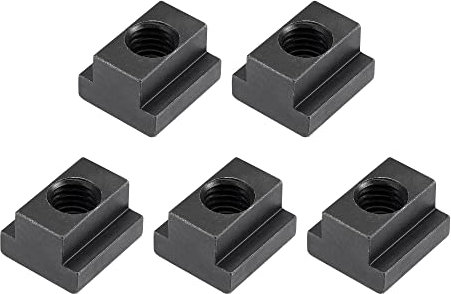 sourcing map M14 Thread T Slot Nuts, Alloy Steel Black Oxide Finish Grade 8.8 Tapped Through Slot T-Nuts Furniture 5Pcs