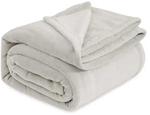 Bedsure Fleece Blanket Queen Blanket Linen - 280GSM Soft Lightweight Plush Cozy Blankets for Bed, Sofa, Couch, Travel, Camping