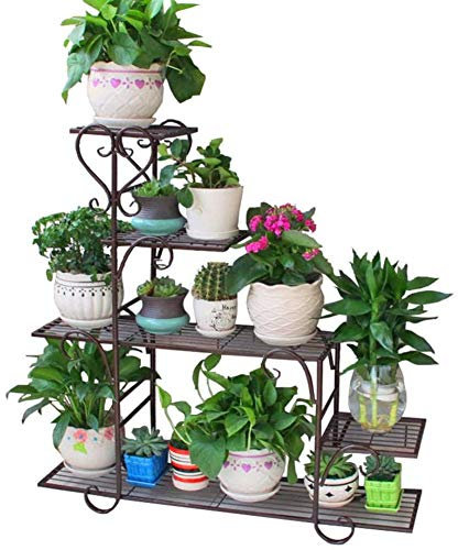 SZITW Grand Support de Pot de Fleur Art de Fer présentoir de Plantes succulentes chlorophytum à usages Multiples, Marron