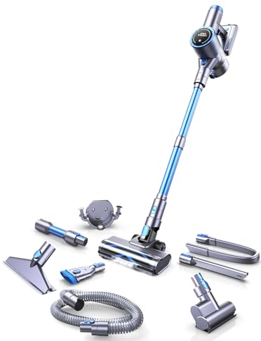 GSC60 Aspirapolvere Senza Fili 480w/33kpa, 10 in 1 Potente Aspirapolvere 50 Min, Tubo Prolungato, Touch Screen LED, Tubo Estensibile, Antigroviglio, Adatto a Pavimenti/Tappeti/Peli Animali
