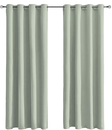 Tenger Home Cortina opaca para dormitorio con ojales, 1 unidad (verde salvia, 120 x 120 cm)