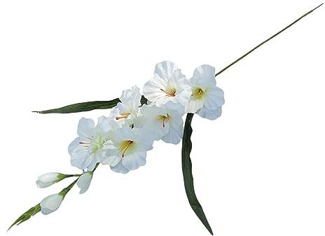 Sharplace Künstliche Gladiolen, Realistische Kunstblumen wie Echt, Blumen Deko, Künstliche Blumen mit Blätter und Stiel Blumenzweig für Blumengestecke Hochzeit Tischdeko Party Home Deko, Weiß