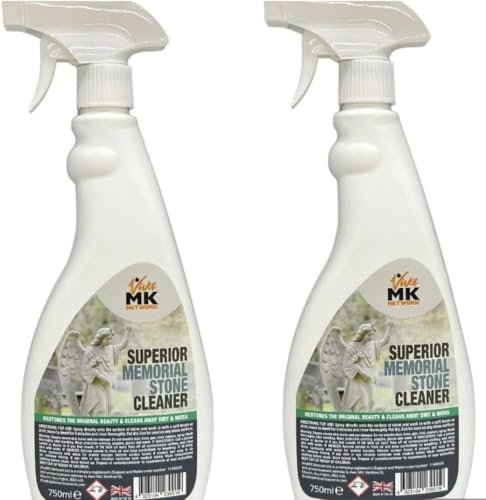 Memorial headstone cleaner - 750ml superior memorial stone cleaner restores original beauty and cleans away dirt and moss from stone - 2 x 750ml spray bottles