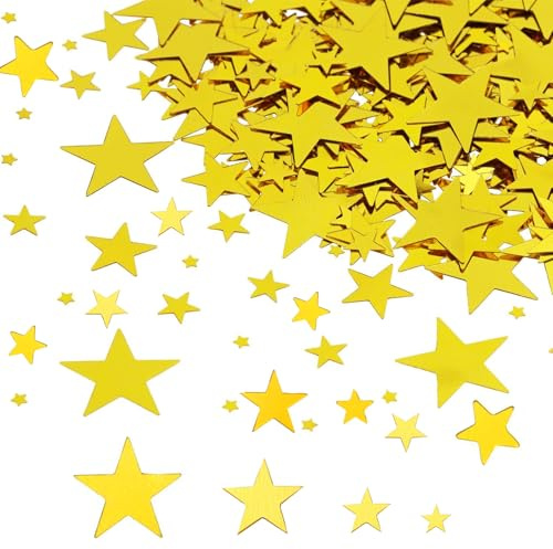 DazzJoy 6000 Stk Glitzer Streudeko Sterne Konfetti Weihnachten, 4 Größen Deko Gold, Weihnachtskonfetti