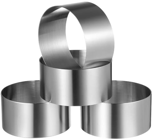 FELTECHELECTR Round Mousse Ring Baking Molds 4pcs Set 10x10x5cm Stainless Steel Pastry and Biscuit Dough Cutters Household Cake and Cookie Baking Tools