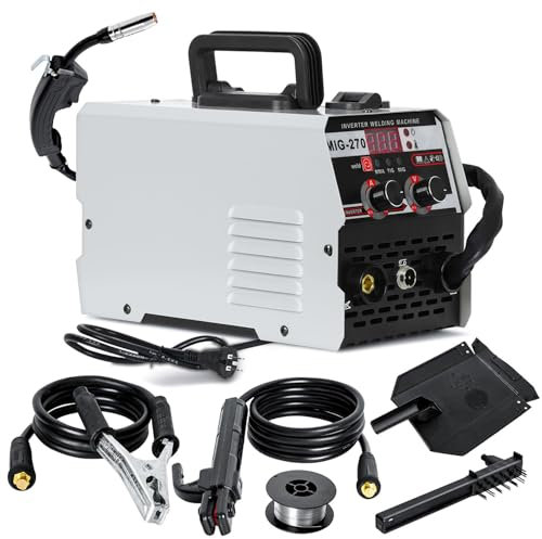 Soldador MIG portátil 3 en 1, soldador inversor MIG ARC TIG sin gas de 250 A con pantalla LED, máquina de soldadura con pistola de carrete TIG con elevación de arco MIG de alambre sólido núcleo gray