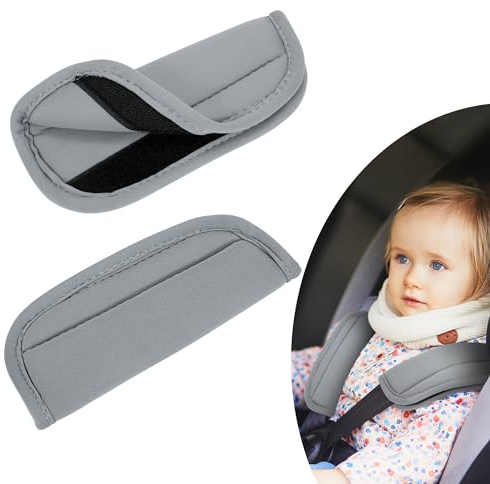 Tunejoy Almohadilla Cinturon Coche Niños Funda Cinturon para Cochecito Coche Universal para Portabebés y Silla de Coche 16 * 6,5 cm Gris 2 Piezas