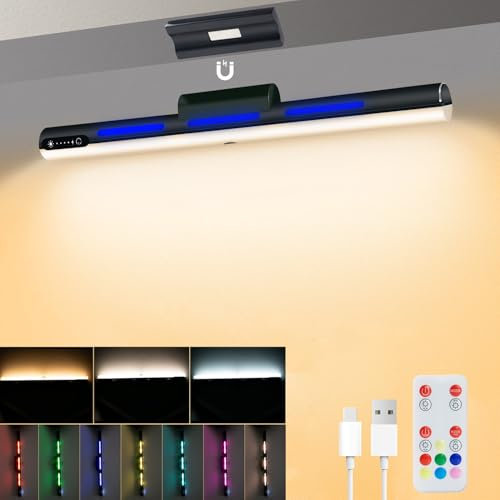 Unterbauleuchte Küche RGB Dimmbar Schrankbeleuchtung mit Fernbedienung LED Kabellos Lichtleiste Touch Control Spiegelleuchte USB Batteriebetrieben Unterschrank Beleuchtung für Spiegel Schreibtische