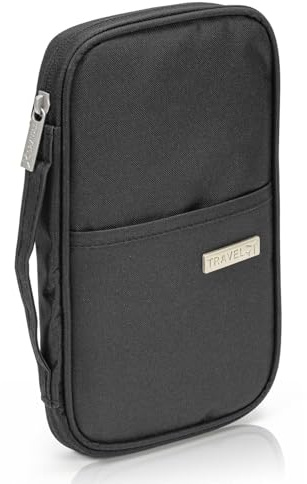 Bafiwu Reisepass Tasche, Reiseunterlagen Organizer für Damen und Herren, Wasserdicht Familie Reiseorganizer für Kreditkarten, Ausweis und Reisedokumente (schwarz)