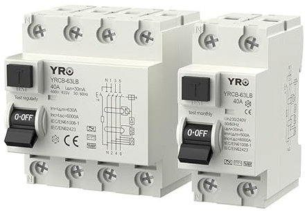 LATEAU Disjoncteur,Interrupteur Différentiel Disjoncteur différentiel à Courant résiduel de Type B RCD 2P 4P 40a 63a 30mA 300mA Rail Din 220V 400V(4P 300mA,63A)