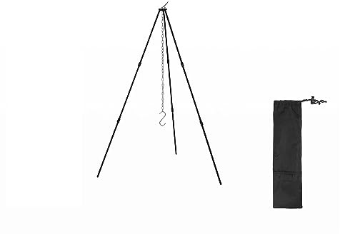 ZPZGOG Outdoor Lagerfeuer Stativ Camping Stativ Kochen Dutch Oven Stativ Verstellbarer Grill Stativ Kocher Lagerfeuer Grillständer Stativ Kochlaterne Stativ Aufhänger mit Tragetasche