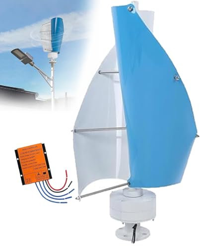 Aerogeneradores 18000W Sin Ruido Generador de turbina eólica Vertical, Aerogenerador de levitación magnética con Controlador MPPT para Molino de Viento(Blue,24V)