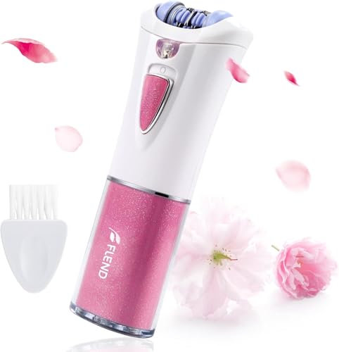 Bubbacare Epilator, Smooth Glide Facial Epilator for Women, Hair Remover, Face, Legs, Bikini, Armpits, Arms, Anti-Slip, LED Light, Portable, Pink Pouch, Clean Brush, 2 AAA Batteries Required