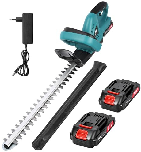 Cortasetos Batería 21V,Corta Setos Jardín Batería Potente con 2 Baterías 2000 mAh, Hoja de 51 cm, Cortasetos Eléctrico Inalámbrico para Jardín Doméstico