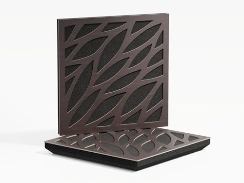 Pack de 2 paneles acústicos absorbentes/difusores | 50 x 50 x 5 cm | Absorción - Difusión - Reflexión - Insonorización | Madera laminada perforada: [x2 P17 | Wengué]