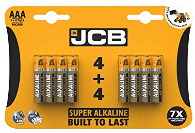 S6589 JCB AAA Super Alkaline Batteries - Pack of 4+4