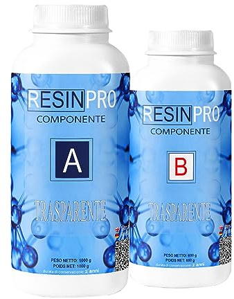 Resin Pro ® 1,6 KG Resina Epossidica Ultra Trasparente Atossica - Resina + Indurente, Effetto Acqua per Creazioni Artistiche, Rivestimento Superfici, Modellismo, DIY, Bricolage