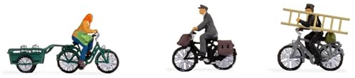 NOCH H0 Figuren Radfahrer, Figuren-Set aus Kunststoff, 3-teiliges Modellbahn Zubehör für die Spurweite H0 im Maßstab 1:87
